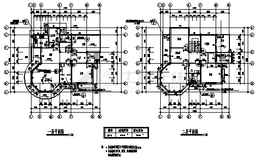 三层现代中式风格独体别墅建筑施工cad图，共四张-图一