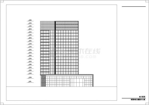 某多层官园综合办公楼全套施工设计cad图纸（含总平面图）-图二
