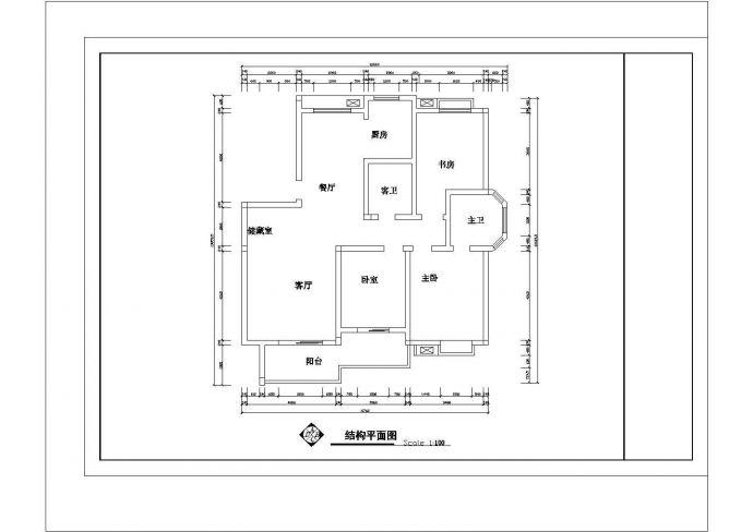 1种方案-套房户型1个【3室2厅2卫1阳台1储藏室、长13.8595米、宽12.66米】_图1