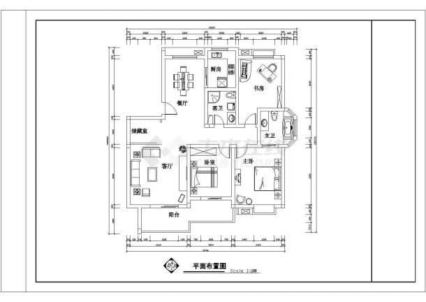 1种方案-套房户型1个【3室2厅2卫1阳台1储藏室、长13.8595米、宽12.66米】-图二