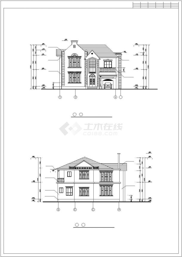 某市郊中高档经典的别墅建筑全套方案设计施工CAD图纸-图二