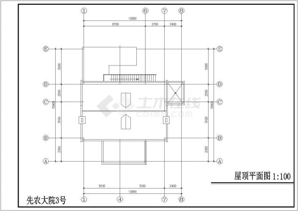 北京市燕山路某别墅区3层砖混结构双拼别墅全套建筑设计CAD图纸-图一