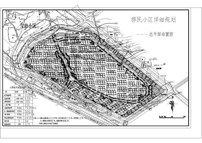 总用地面积13.24公顷移民小区详细规划总平面布置图1张 含主要技术经济指标_图1