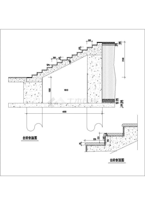 某道路工程台阶设计cad剖面施工图（含3种类型设计）-图一