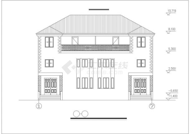 某现代度假景区小别墅建筑方案设计施工CAD图纸-图二