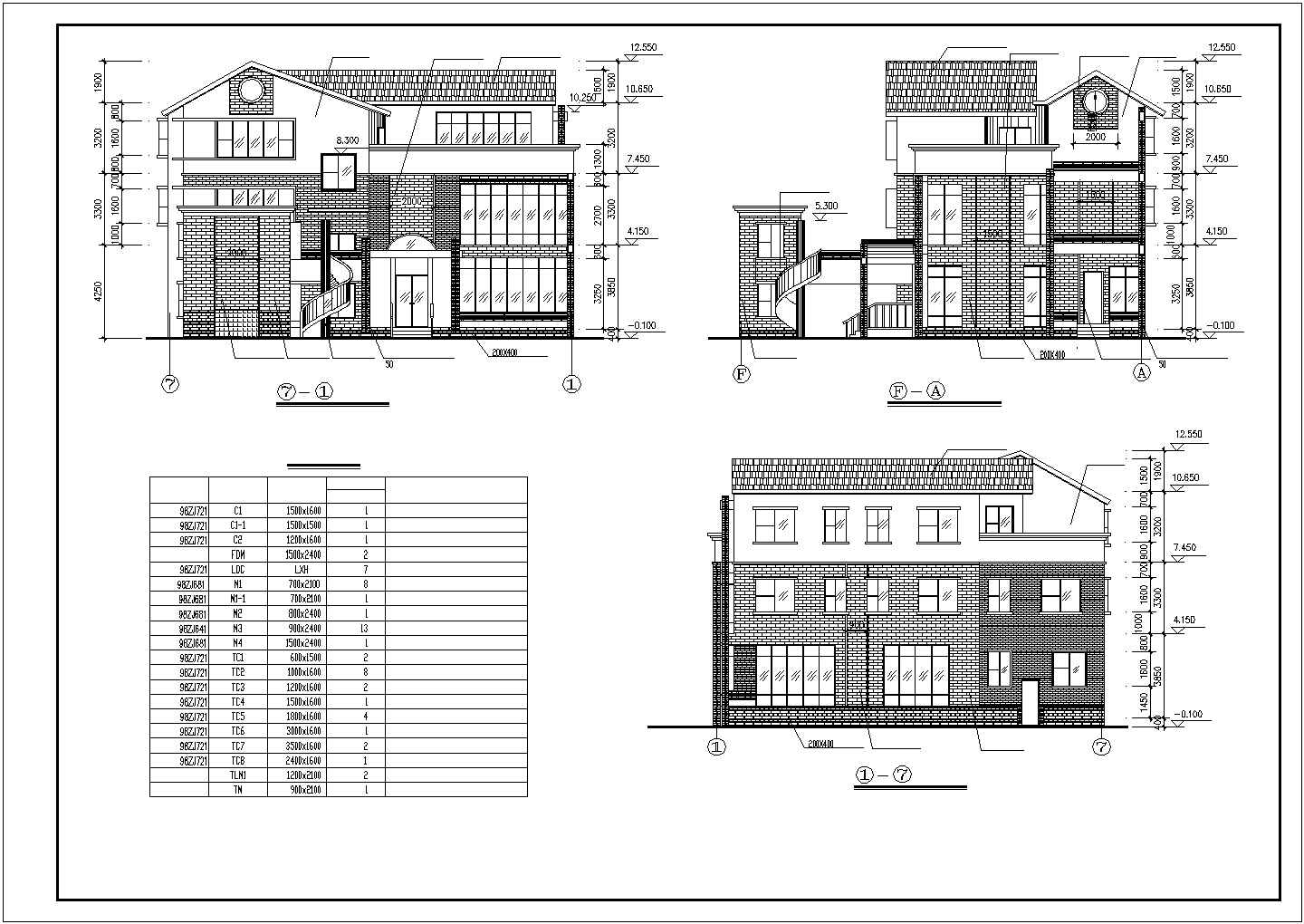 某现代度假景区多层小别墅建筑方案设计施工CAD图纸