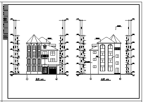 某山庄四层美式复式洋楼建筑施工cad图，共七张-图二
