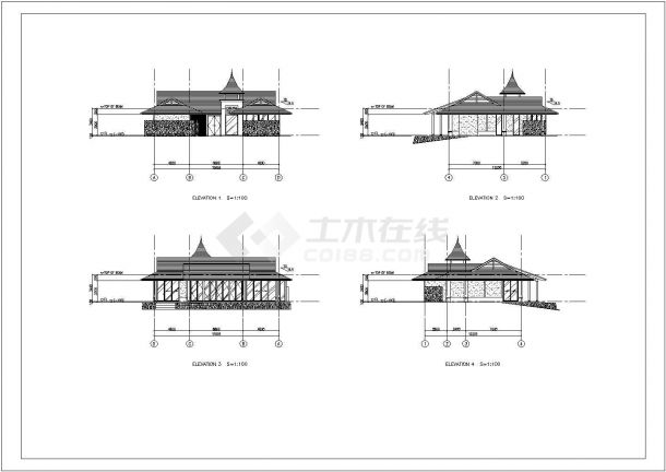 某现代度假景区私人别墅建筑方案设计施工CAD图纸-图二