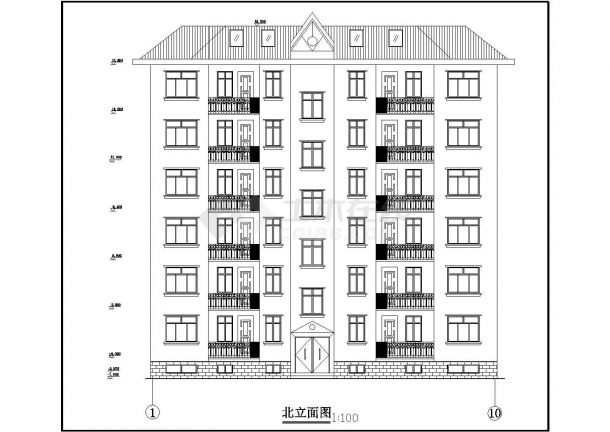台州市某小区6层砖混结构住宅楼建筑设计CAD图纸（含阁楼和半地下室）-图一