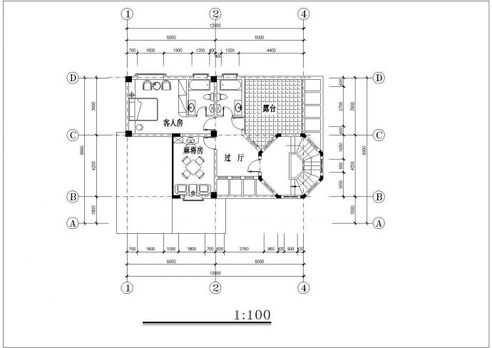 某假日风景区经典私人别墅建筑方案设计施工CAD图纸_图1