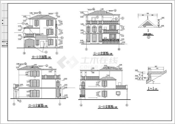 某南方花园式现代商业别墅建筑方案设计施工CAD图纸-图一