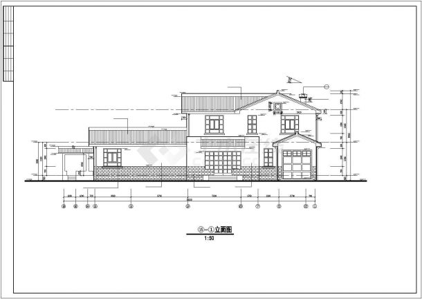 某市郊中式古典别墅建筑方案设计施工CAD图纸-图一