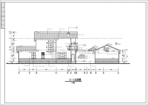 某市郊中式古典别墅建筑方案设计施工CAD图纸-图二