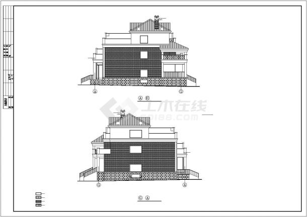 某市郊中式古典多层别墅建筑方案设计施工CAD图纸-图二