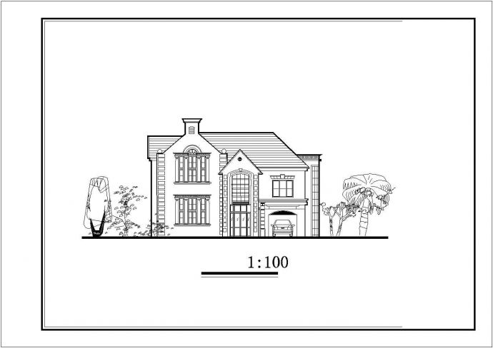 某市郊中式古典山庄别墅建筑方案设计施工CAD图纸_图1