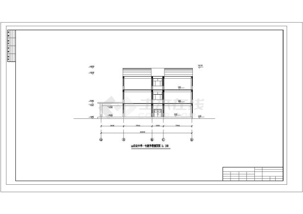 溧阳市第二中学2500平米3层框架结构教学楼全套建筑结构设计CAD图纸-图二