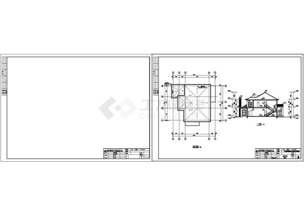 某地区2层独栋别墅建筑设计施工cad图（含效果图）-图一