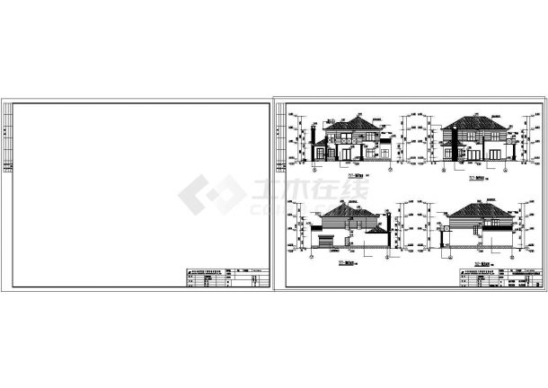 某地区2层独栋别墅建筑设计施工cad图（含效果图）-图二