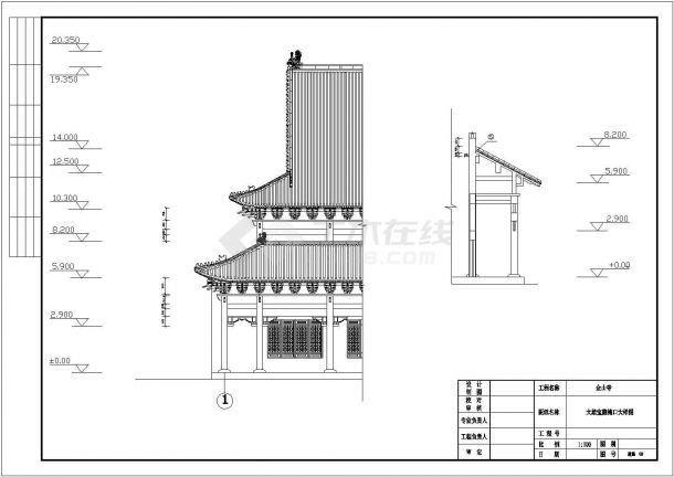 某景区寺庙观音宝殿建筑设计施工CAD图纸-图一