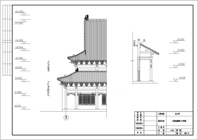 某景区寺庙观音宝殿建筑设计施工CAD图纸_图1