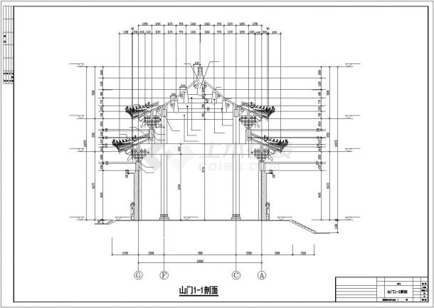 某景区普驼寺庙大雄宝殿建筑设计施工CAD图纸-图一