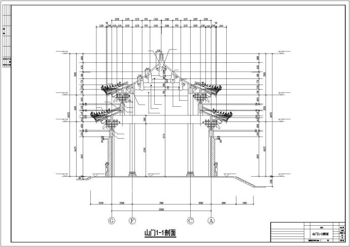 某景区普驼寺庙大雄宝殿建筑设计施工CAD图纸_图1