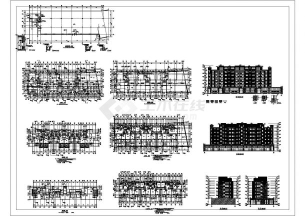 五层住宅楼建筑设计cad图(含平立剖面图)-图一