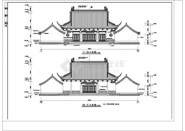 某景区财神殿古建筑完整设计施工CAD图纸-图二