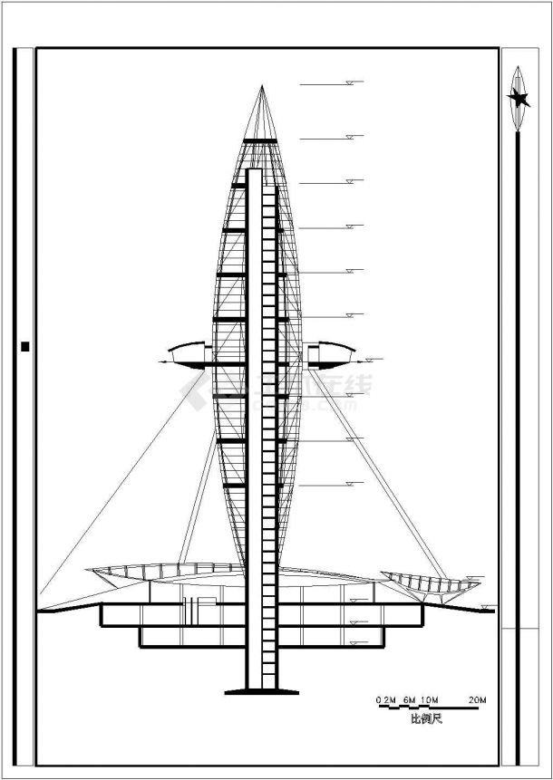 某景区观光塔仿古建筑完整设计施工CAD图纸-图一