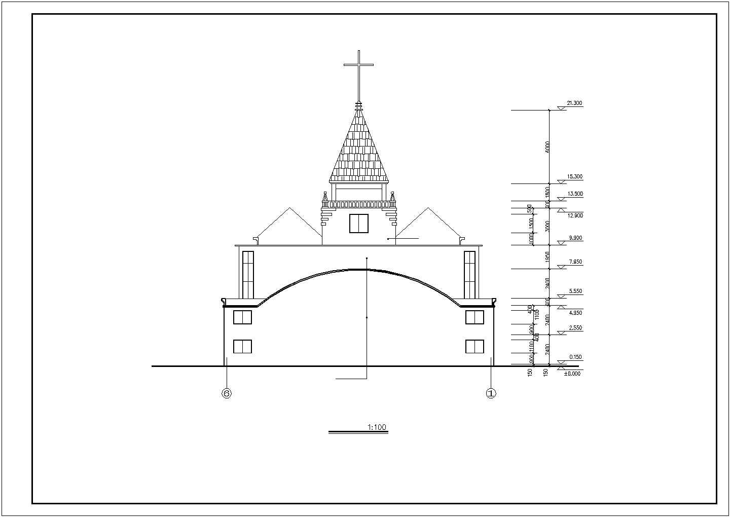 某景区基督教会建筑完整设计施工CAD图纸