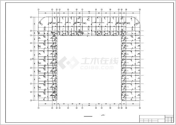 昆山市城北中学6290平五层框架结构U字形教学楼建筑结构设计CAD图纸-图一