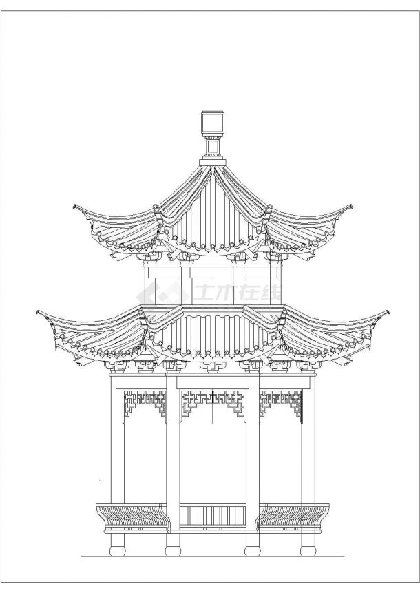 杭州市某古典建筑亭廊剖面CAD参考图-图一