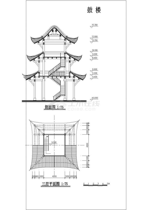 某景区宝轮寺保护修复规划完整设计施工CAD图纸-图一