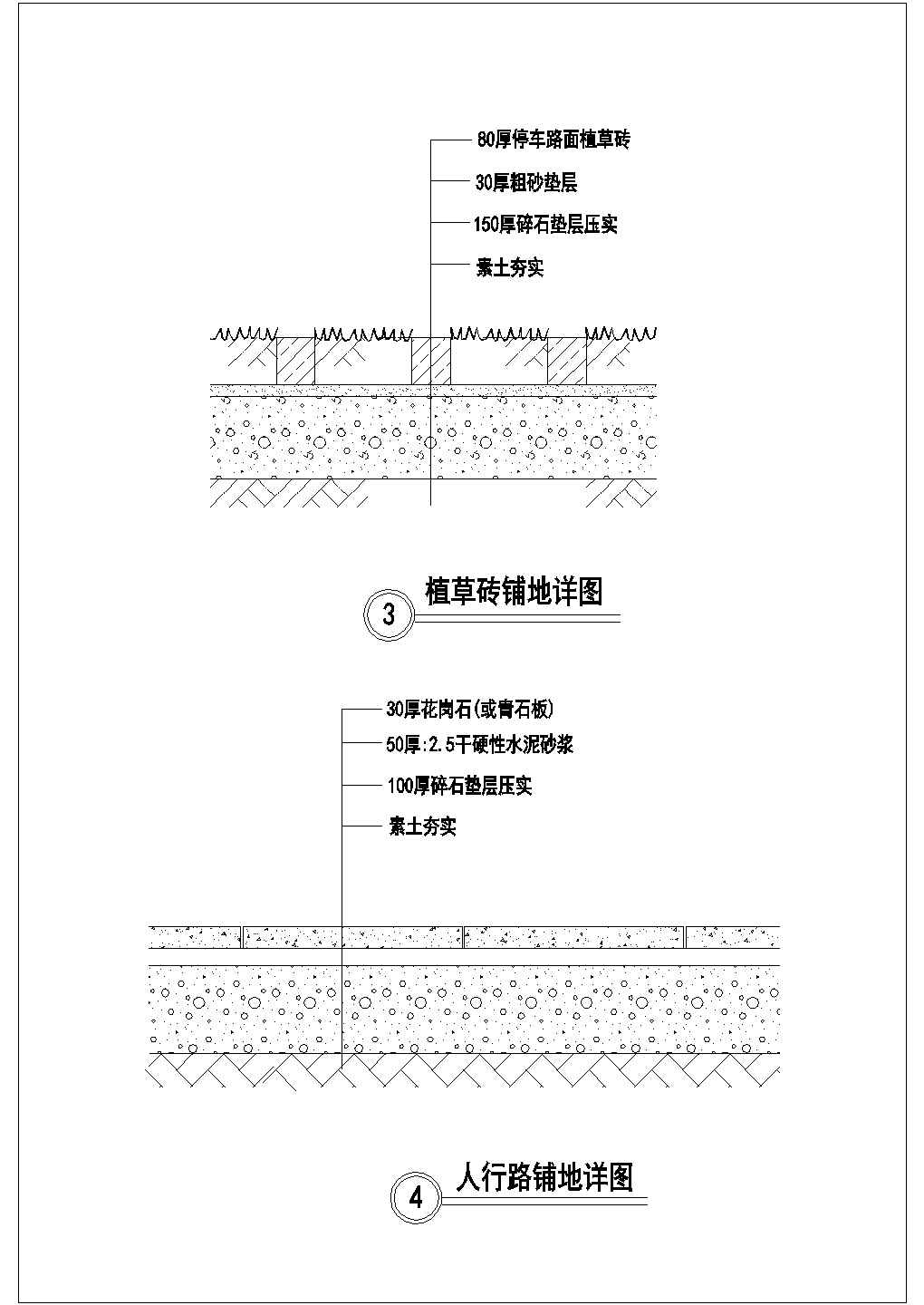 典型景观路面铺装设计cad施工详图（含多种类型设计）