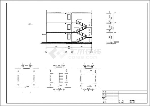 南昌市第六中学3层钢混框架结构教学楼全套建筑结构设计CAD图纸-图二