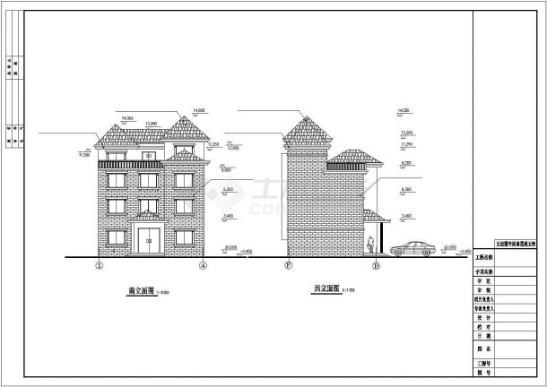 渭南市某村镇360平米4层砖混结构民居别墅建筑结构设计CAD图纸-图一