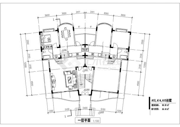 宝鸡市陈仓路某小区4层砖混结构民居住宅楼建筑设计CAD图纸-图一
