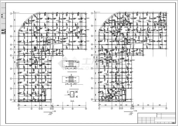 广州某小区9层框架商住楼建筑设计CAD设计图（1-2层商用/含结构图）-图一