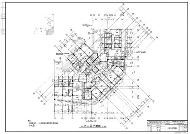 粤长辉龙岗德沁苑商住楼二区建筑平面图CAD图.dwg-图二