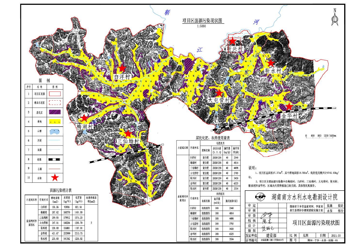 湖南省宁乡市益家湾河李家坝 水生态清洁小流域建设实施方案项目区面源污染现状图CAD