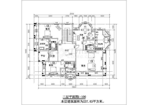 昆山市某别墅区470平米2层砖混结构自建民居楼CAD建筑设计图纸-图一