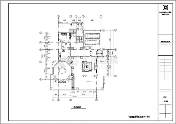 长春市春福园小区220平米双层混合结构独栋别墅CAD建筑设计图纸-图二