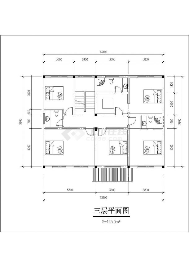 西安市灞桥区某村镇490平米4层砖混结构独栋别墅CAD建筑设计图纸-图一