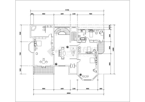 济南市西塞家园小区3层砖混结构单体别墅平剖面CAD设计图纸-图一