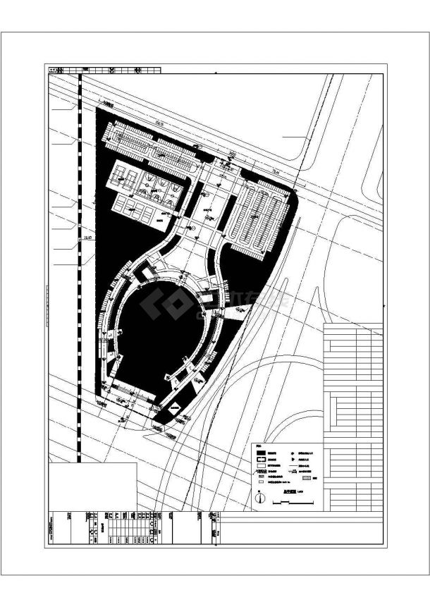 吉林某6018座钢桁架中央索承网壳组合屋架体育馆总体施工CAD图纸-图二