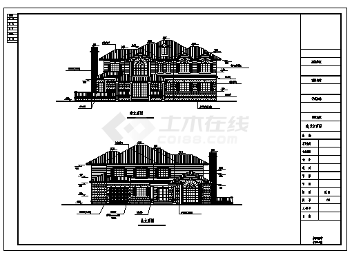二层欧式别墅建筑施工cad图(带地下室设计，共十六张)-图二