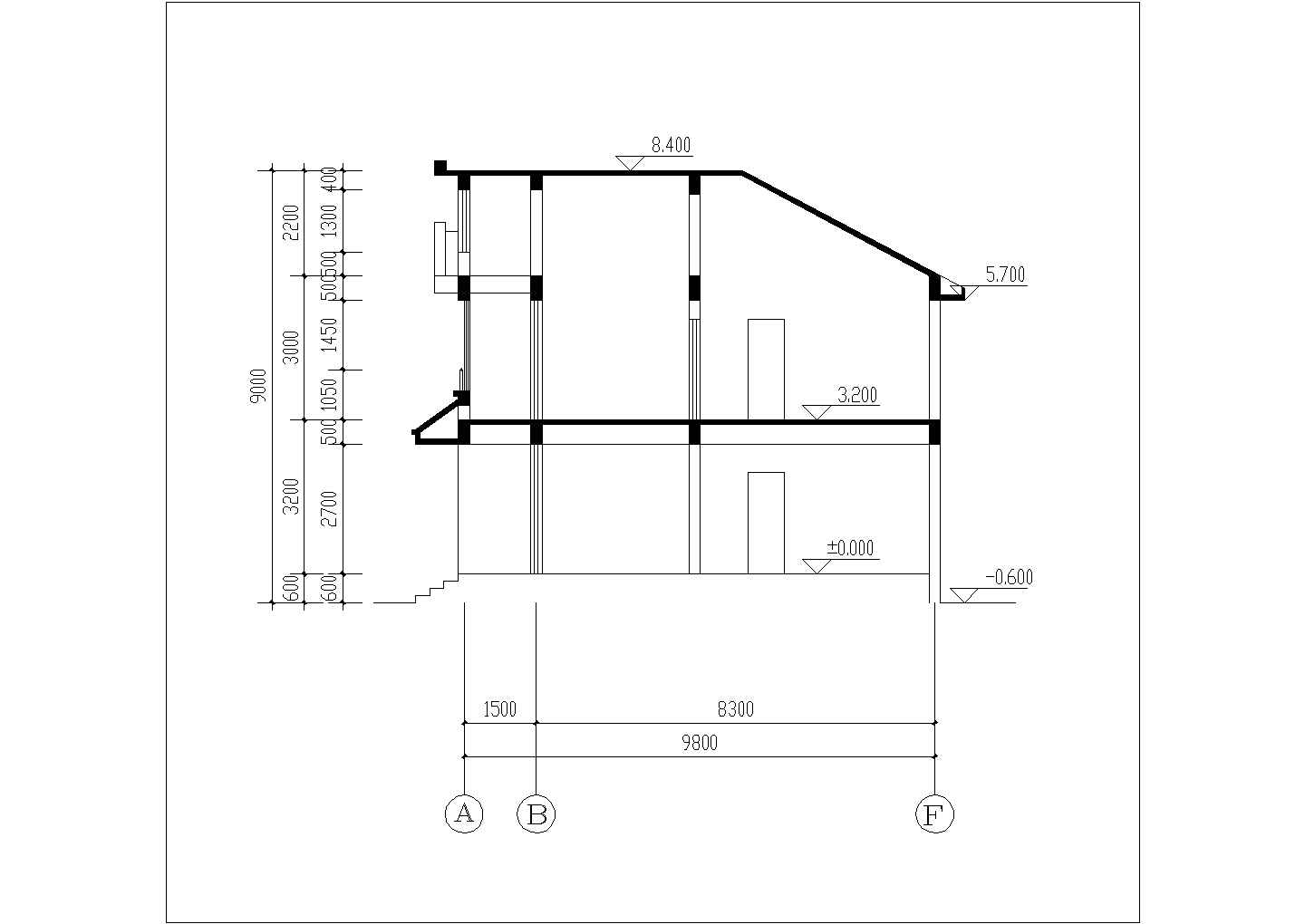 某地区二层古典木结构别墅建筑设计施工图