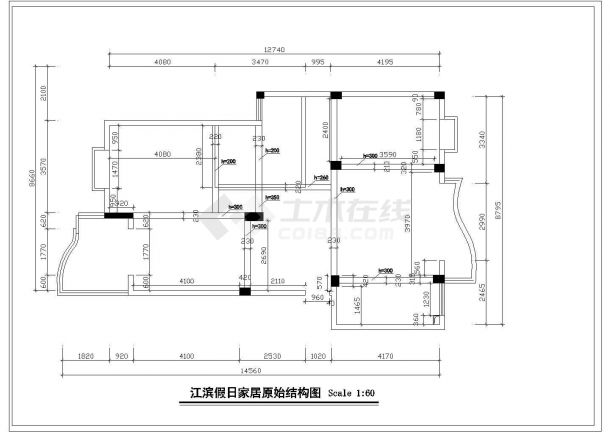 徐州江滨花园小区小区经典户型全套装修设计CAD设计图-图一