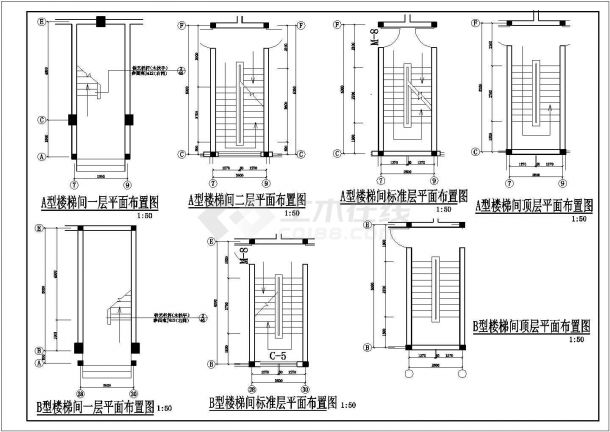 长53.59米宽14.64米七层经典住宅三单元对称户型设计图含大样图-图二