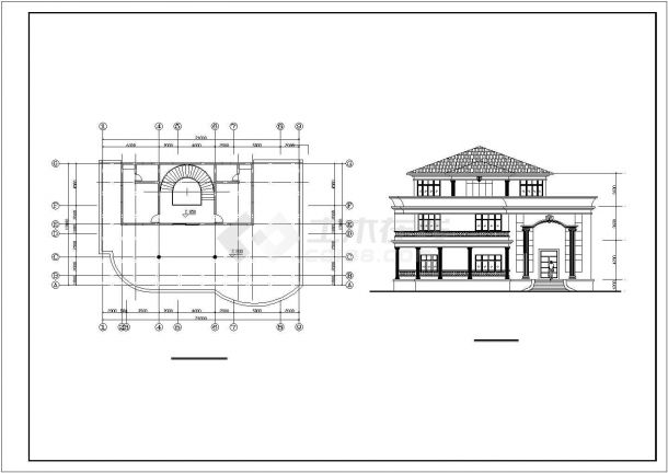 某市郊砖混结构多套别墅建筑方案设计施工CAD图纸-图二